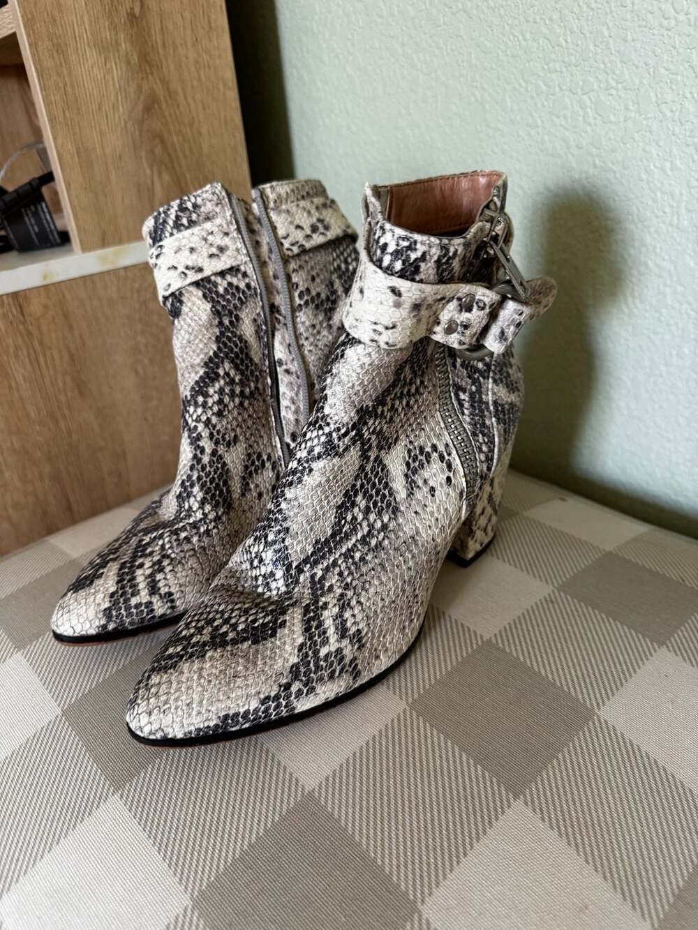Steven by Steve Madden Johannah Snake Print Leather Ankle Booties
